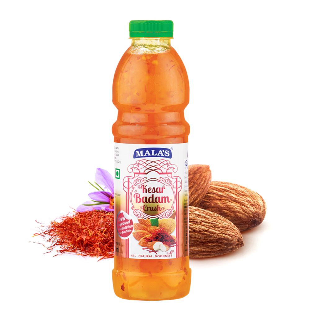 Kesar Badam Crush 750ml Bottle For shakes ice cream and smoothies. in