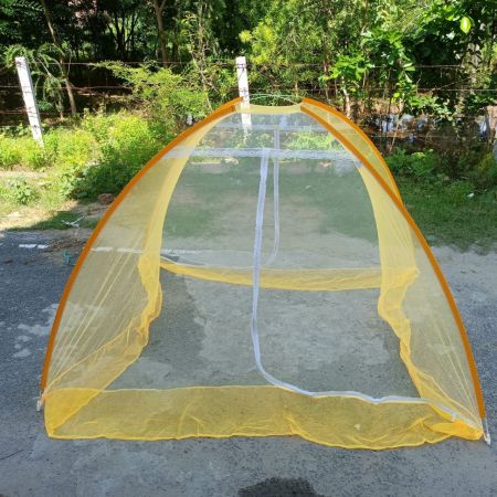 Portable Mosquito Net Double Face Zip Yellow Colour Size 72X84